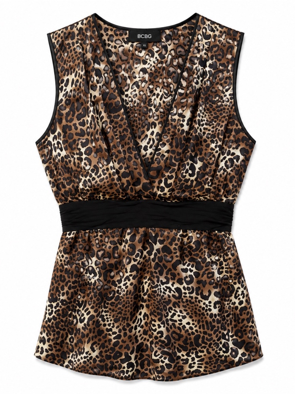 BCBG silk Leopard Print Sleeveless Top Sz:XS